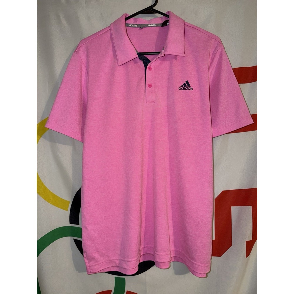 Adidas Golf Polo Shirt Mens Large Pink Performance Stretch